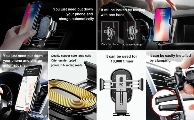 Baseus Qi Auto-Wireless-Ladegerät für iPhone 8 X XS Max XR Samsung Handy-Ladegerät 10W schnelles kabelloses Auto-Ladehalterung