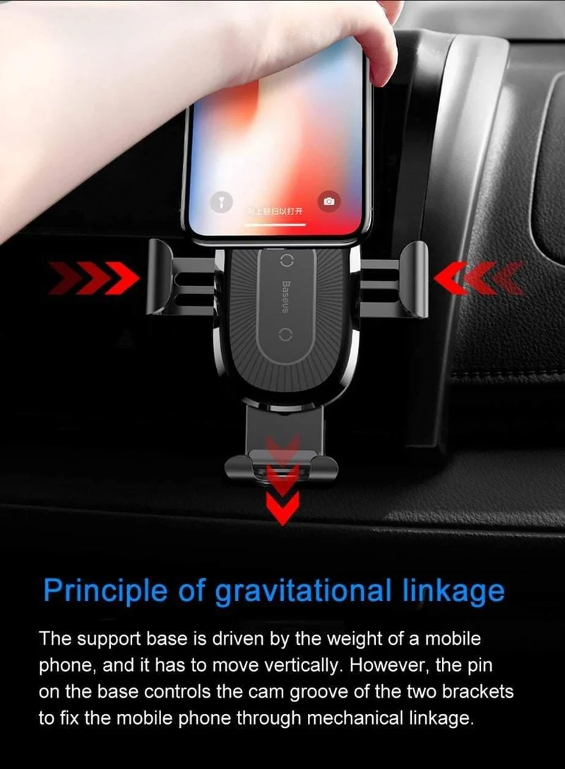 Baseus Qi Auto-Wireless-Ladegerät für iPhone 8 X XS Max XR Samsung Handy-Ladegerät 10W schnelles kabelloses Auto-Ladehalterung