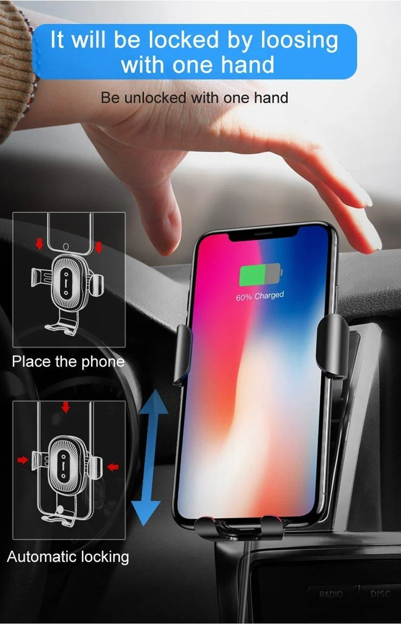 Baseus Qi Auto-Wireless-Ladegerät für iPhone 8 X XS Max XR Samsung Handy-Ladegerät 10W schnelles kabelloses Auto-Ladehalterung