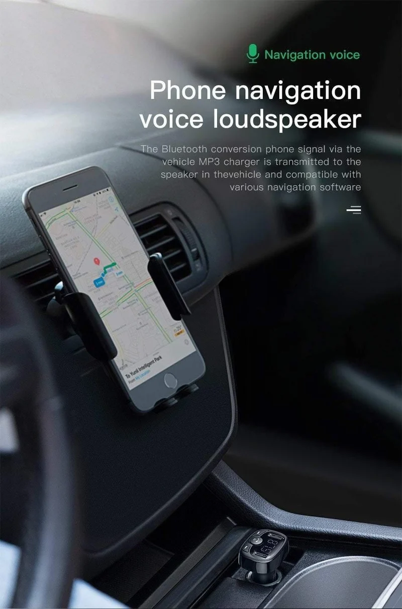 Baseus Autoladegerät für iPhone Handy Freisprecheinrichtung FM Transmitter Bluetooth Car Kit LCD MP3 Player Dual USB Autotelefonladegerät
