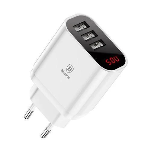 LED-Anzeige 3 USB-Ladegerät, Baseus-Handy-USB-Ladegerät, Schnelllade-Wandladegerät für iPhone, Samsung, Xiaomi, 3.4 A Max-Ladegerät