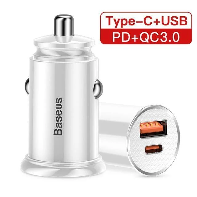 Baseus 30W Quick Charge 4.0 3.0 Autoladegerät für Samsung Huawei Supercharge SCP USB Typ C PD 3.0 Schnelllade-Autotelefonladegerät