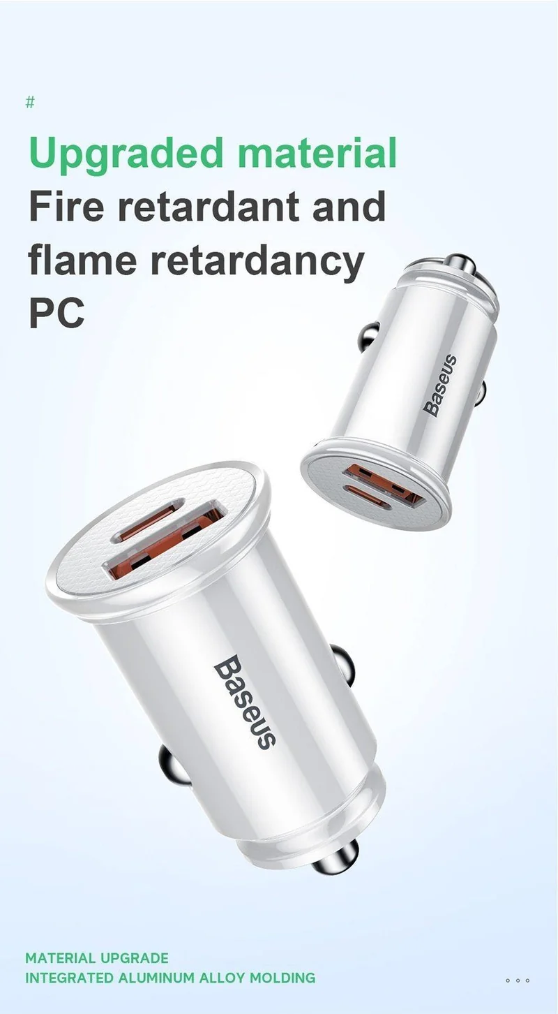 Baseus 30W Quick Charge 4.0 3.0 Autoladegerät für Samsung Huawei Supercharge SCP USB Typ C PD 3.0 Schnelllade-Autotelefonladegerät