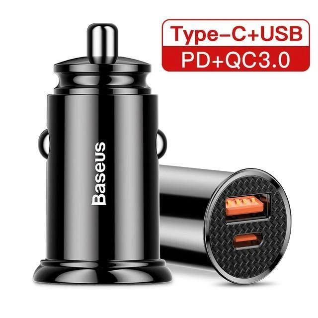 Baseus 30W Quick Charge 4.0 3.0 Autoladegerät für Samsung Huawei Supercharge SCP USB Typ C PD 3.0 Schnelllade-Autotelefonladegerät