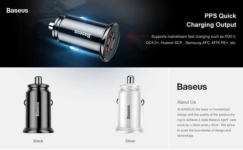Baseus 30W Quick Charge 4.0 3.0 Autoladegerät für Samsung Huawei Supercharge SCP USB Typ C PD 3.0 Schnelllade-Autotelefonladegerät