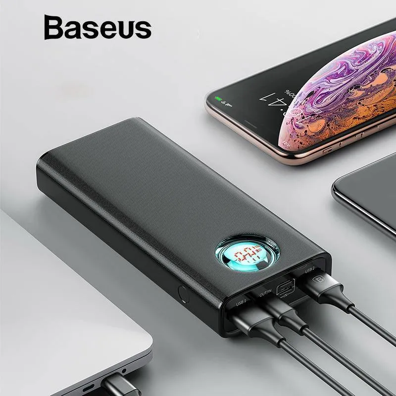 Baseus 20000mAh Power Bank Für iPhone Samsung Huawei Typ C PD Schnellladung + Schnellladung 3.0 USB Powerbank Externer Akku