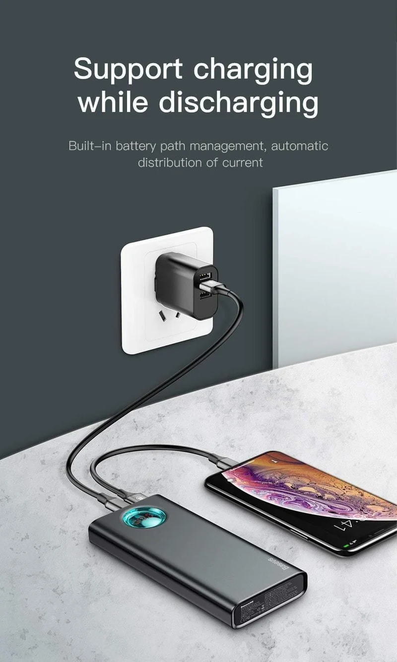 Baseus 20000mAh Power Bank Für iPhone Samsung Huawei Typ C PD Schnellladung + Schnellladung 3.0 USB Powerbank Externer Akku