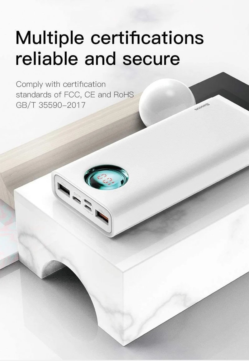 Baseus 20000mAh Power Bank Für iPhone Samsung Huawei Typ C PD Schnellladung + Schnellladung 3.0 USB Powerbank Externer Akku