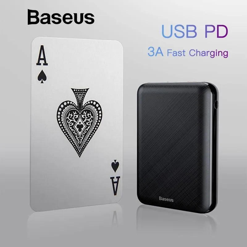 Baseus 10000mAh USB PD 3A Schnellladestrombank für iPhone Xs Xs Max USB-Ladestrombank für Samasung Xiaomi Huawei Bank