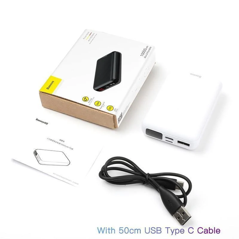Baseus 10000mAh USB PD 3A Schnellladestrombank für iPhone Xs Xs Max USB-Ladestrombank für Samasung Xiaomi Huawei Bank