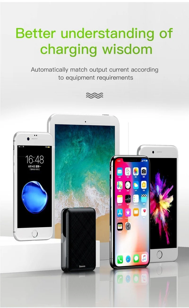 Baseus 10000mAh USB PD 3A Schnellladestrombank für iPhone Xs Xs Max USB-Ladestrombank für Samasung Xiaomi Huawei Bank