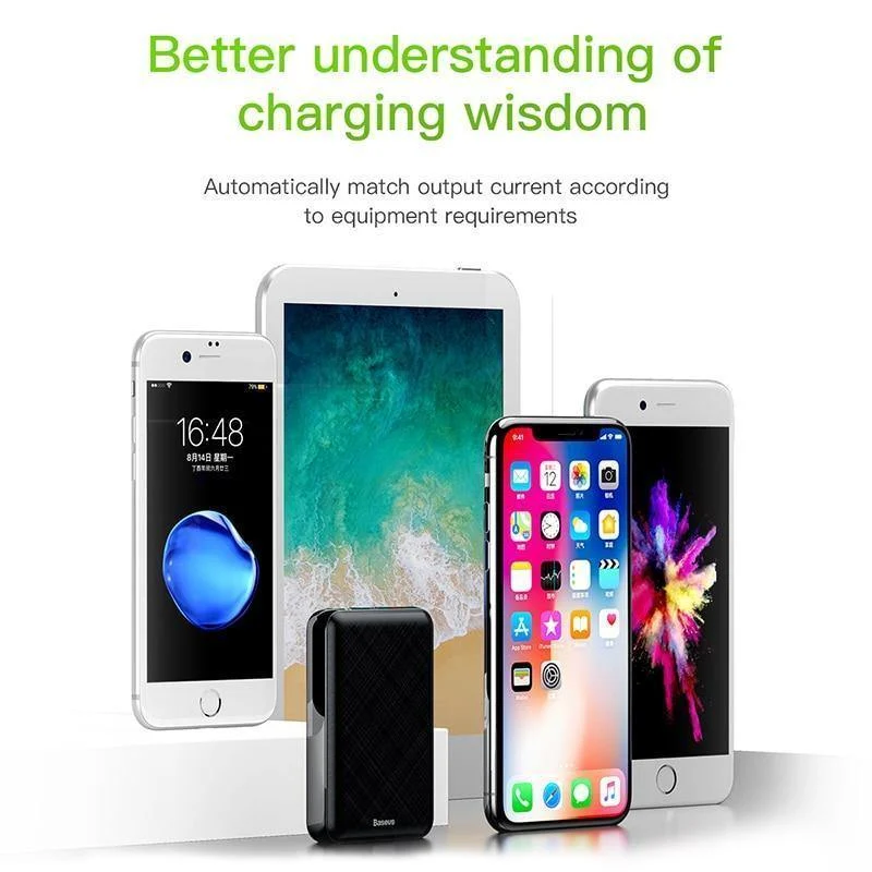 Baseus 10000mAh USB PD 3A Schnellladestrombank für iPhone Xs Xs Max USB-Ladestrombank für Samasung Xiaomi Huawei Bank