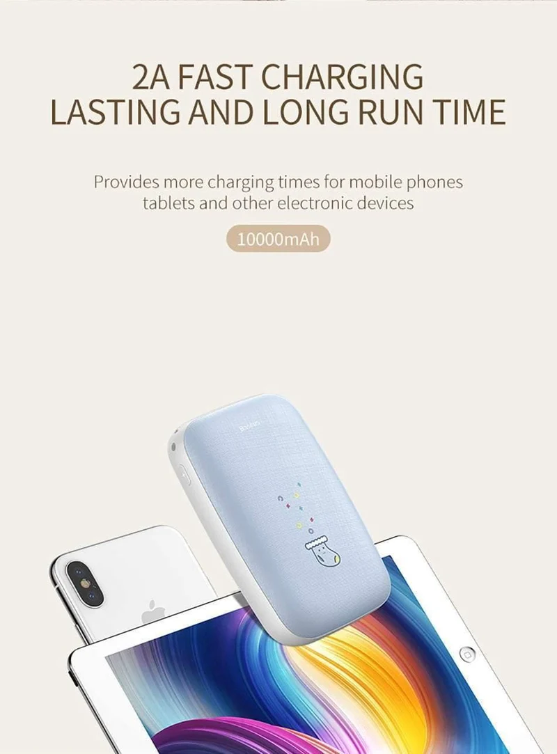 Baseus 10000mAh Mini Handwärmer Power Bank für iPhone Samsung Huawei Xiaomi USB Powerbank tragbare externe Ladegerät Bank