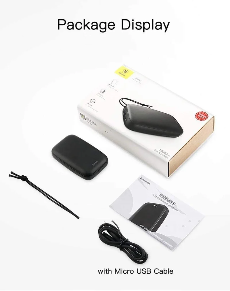 Baseus 10000mAh Mini Power Bank Für iPhone Samsung Huawei Xiaomi Powerbank Tragbare USB-Lade Power Bank Externe Batterie