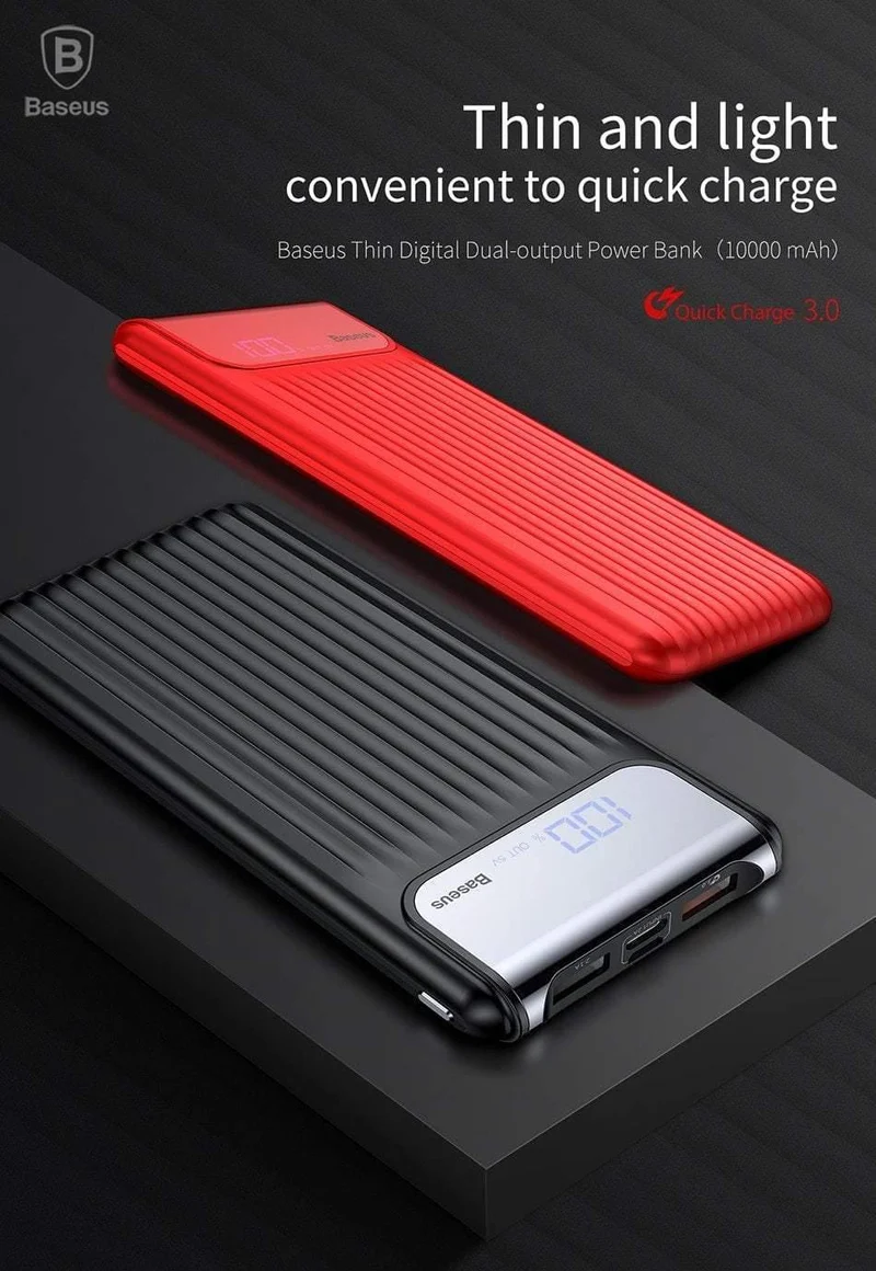 Baseus 10000mAh QC3.0 Schnelllade-Powerbank für iPhone Samsung S9 S9 Plus Note 9 Xiaomi PowerBank USB-Schnelllade-Powerbank