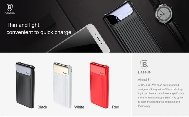 Baseus 10000mAh QC3.0 Schnelllade-Powerbank für iPhone Samsung S9 S9 Plus Note 9 Xiaomi PowerBank USB-Schnelllade-Powerbank