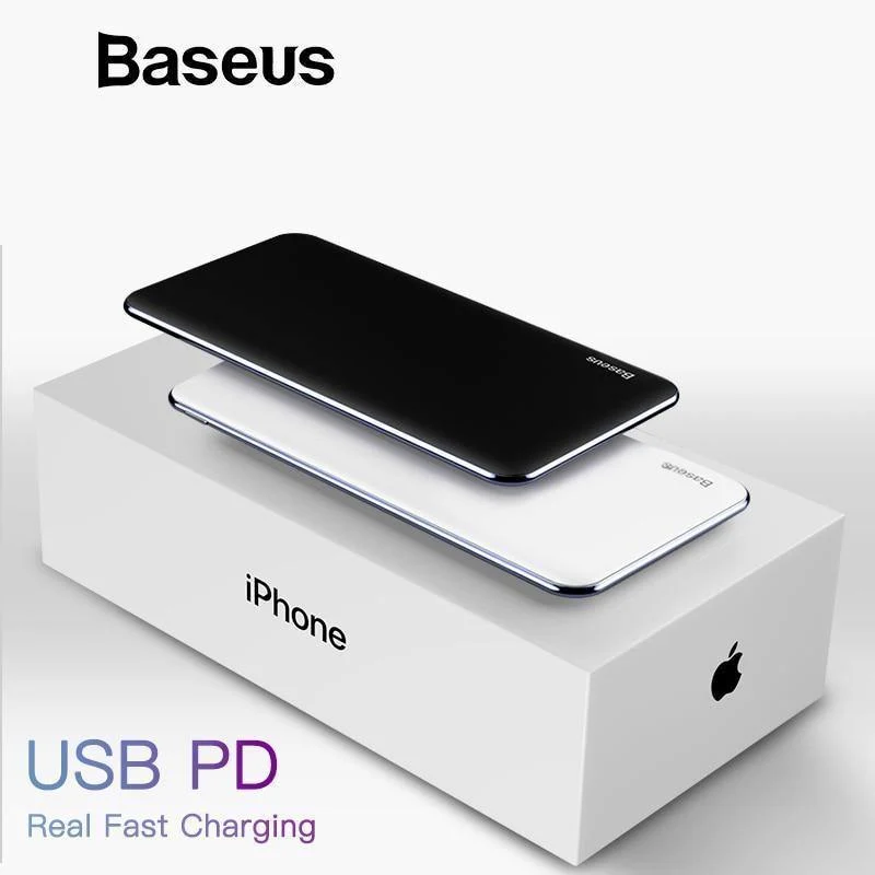 Baseus USB PD Schnelllade-Powerbank für iPhone Xs Xs Max XR 2018 X 8 8 Plus Powerbank 3A Schnelllade-USB-Typ-C-Powerbank