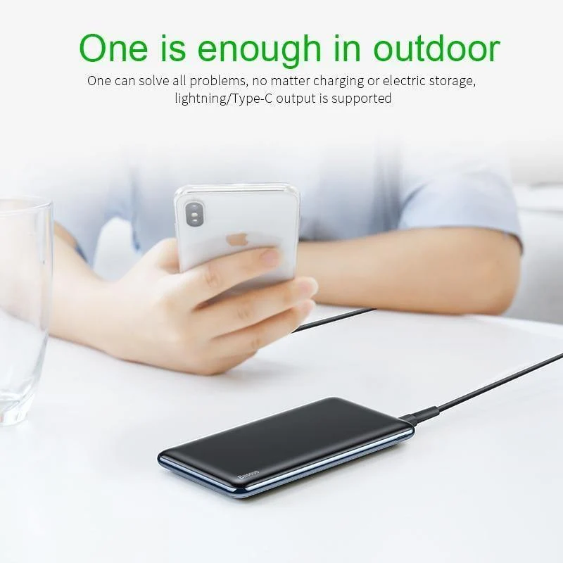 Baseus USB PD Schnelllade-Powerbank für iPhone Xs Xs Max XR 2018 X 8 8 Plus Powerbank 3A Schnelllade-USB-Typ-C-Powerbank