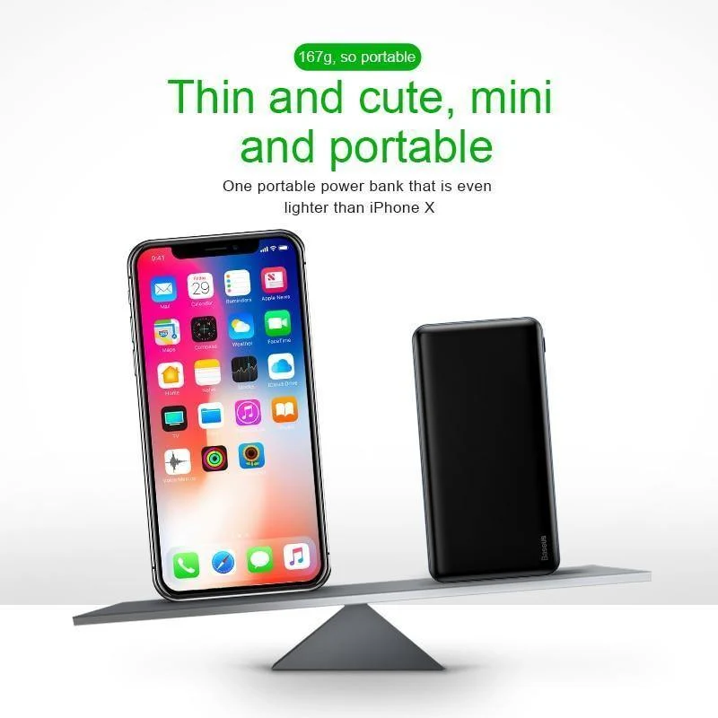Baseus USB PD Schnelllade-Powerbank für iPhone Xs Xs Max XR 2018 X 8 8 Plus Powerbank 3A Schnelllade-USB-Typ-C-Powerbank
