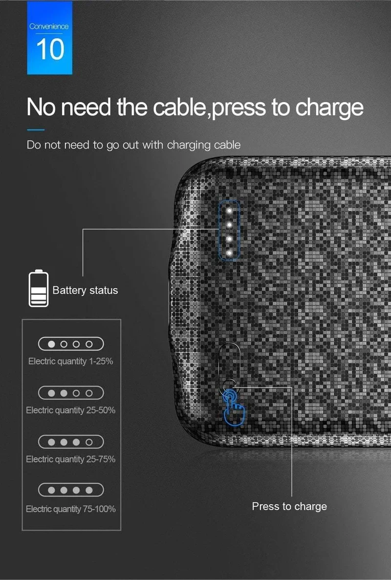 Baseus 3500mAh Akkuhülle für iPhone X Power Bank Ladehülle Tragbare dünne Powerbank Akkuladegerät Hülle für iPhone X
