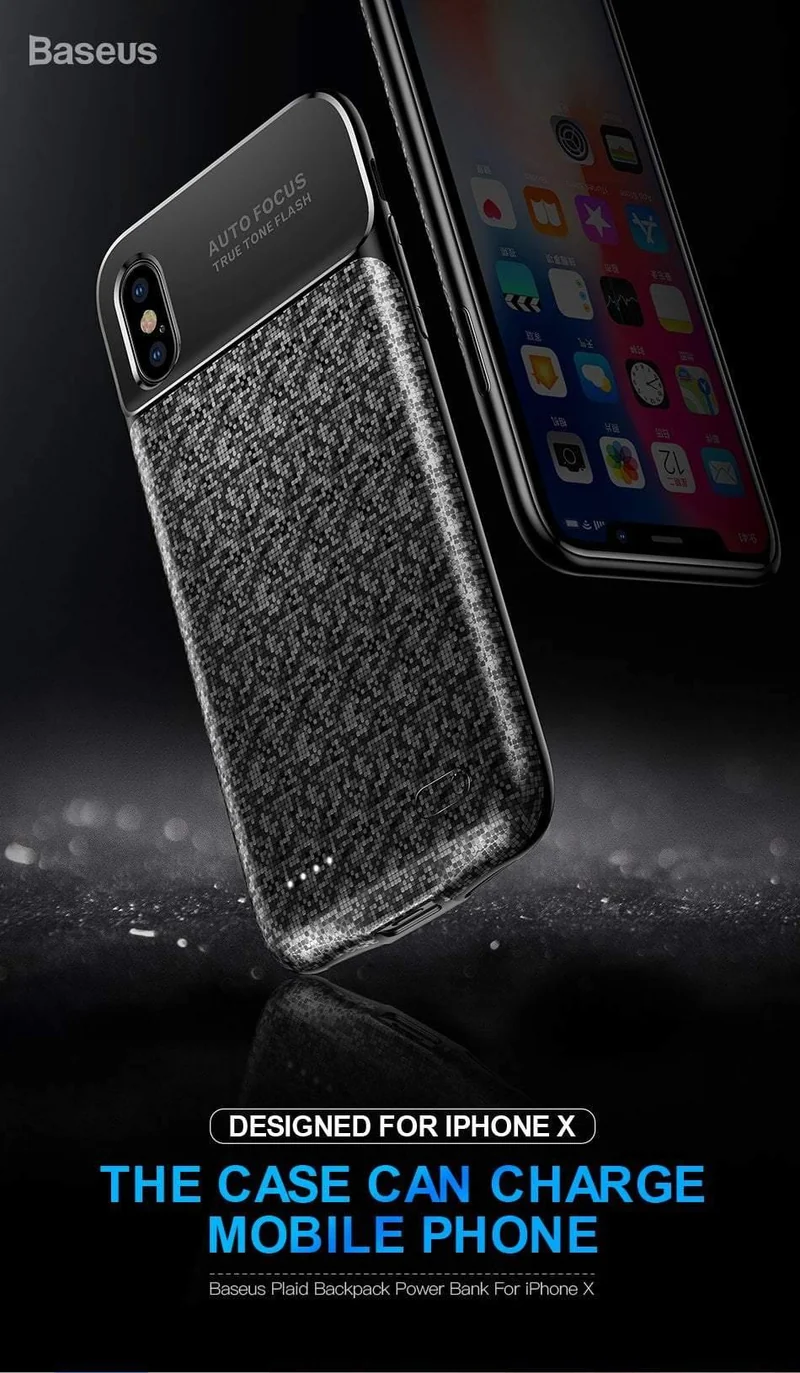 Baseus 3500mAh Akkuhülle für iPhone X Power Bank Ladehülle Tragbare dünne Powerbank Akkuladegerät Hülle für iPhone X