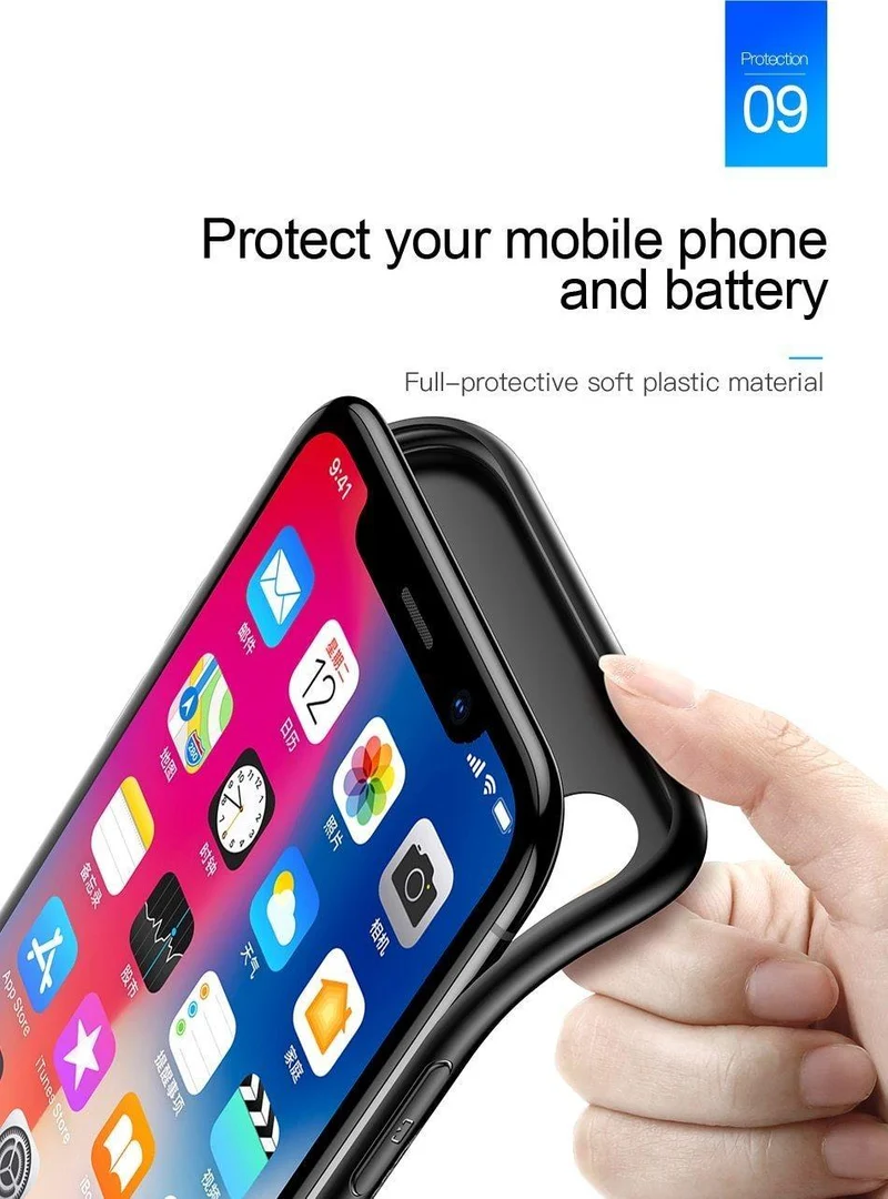Baseus 3500mAh Akkuhülle für iPhone X Power Bank Ladehülle Tragbare dünne Powerbank Akkuladegerät Hülle für iPhone X