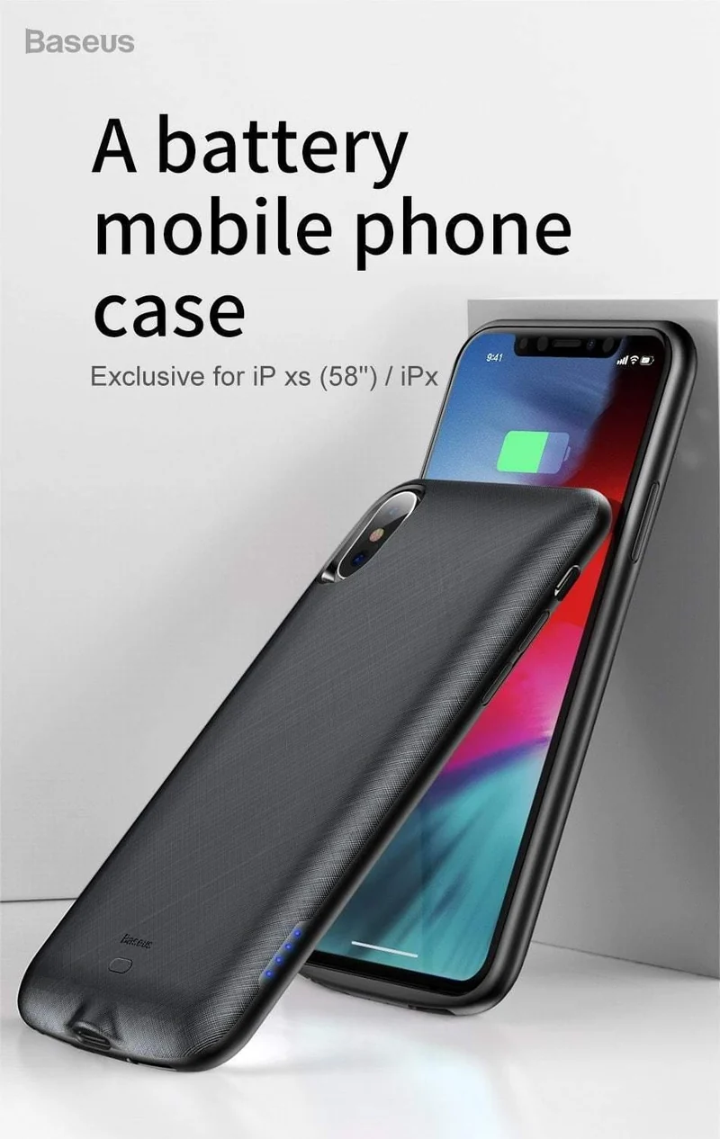 Baseus 4000 mAh Akku-Hülle für iPhone X Xs 5.8 2018 Power Bank Ladegerät Hülle für iPhone Xs X Powerbank Ladehülle
