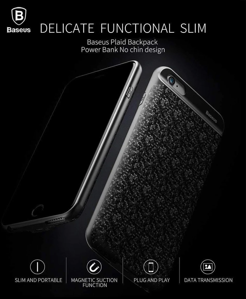 Baseus 2500mAh/3650mAn Batterieladegerätegehäuse für iPhone 6 6s Backup-Batteriegehäuse für iPhone 6 Plus 6s Plus Power Bank-Gehäuseabdeckung