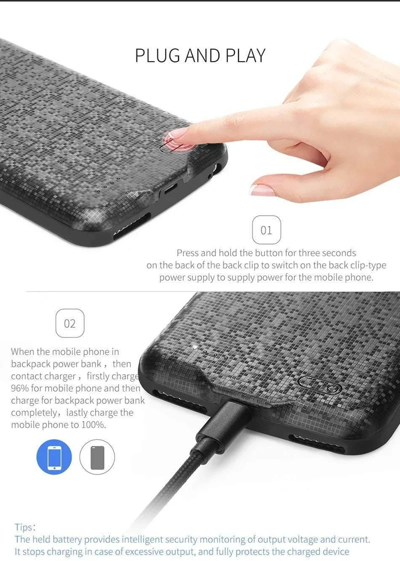 Baseus 2500mAh/3650mAn Batterieladegerätegehäuse für iPhone 6 6s Backup-Batteriegehäuse für iPhone 6 Plus 6s Plus Power Bank-Gehäuseabdeckung