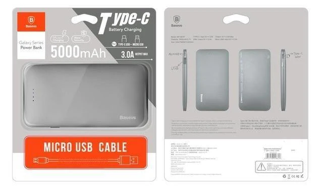 Baseus 5000mAh Power Bank Dual USB-Eingang schnelles Aufladen Tragbares externes Akku-Ladegerät für iPhone 7 Samsung S8 Huawei Xiaomi