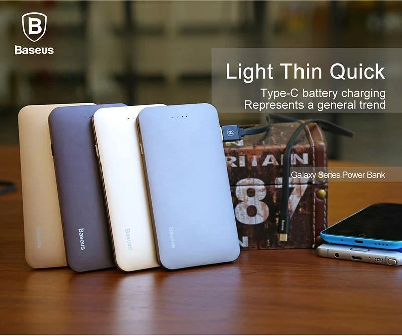 Baseus 5000mAh Power Bank Dual USB-Eingang schnelles Aufladen Tragbares externes Akku-Ladegerät für iPhone 7 Samsung S8 Huawei Xiaomi