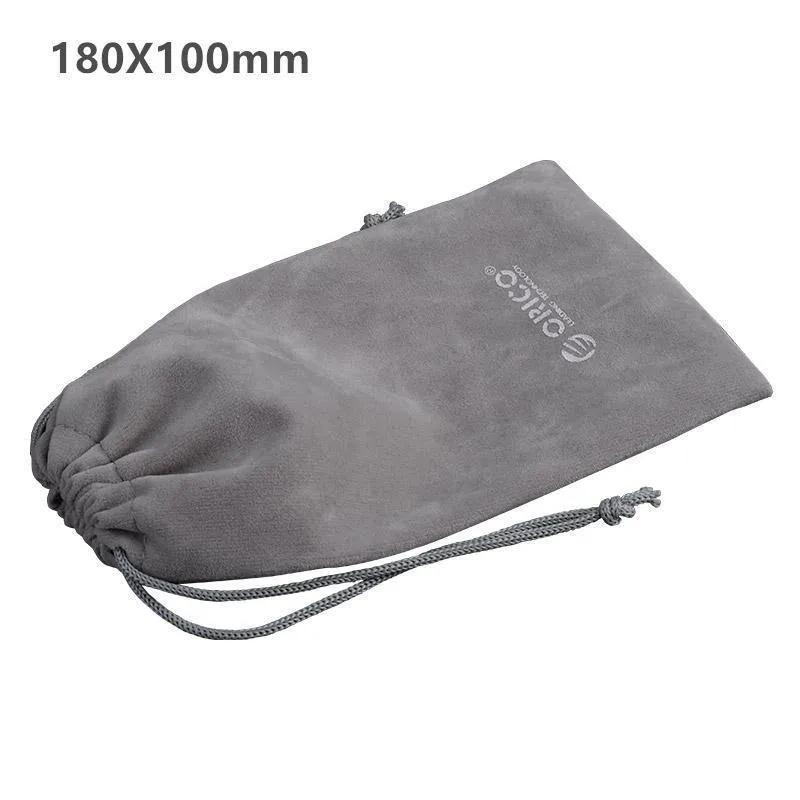 ORICO Telefonaufbewahrung, Samtbeutel, Aufbewahrung für Kopfhörer/USB-Ladegerät/USB-Kabel/Powerbank/Telefon und mehr, Farbe: Grau