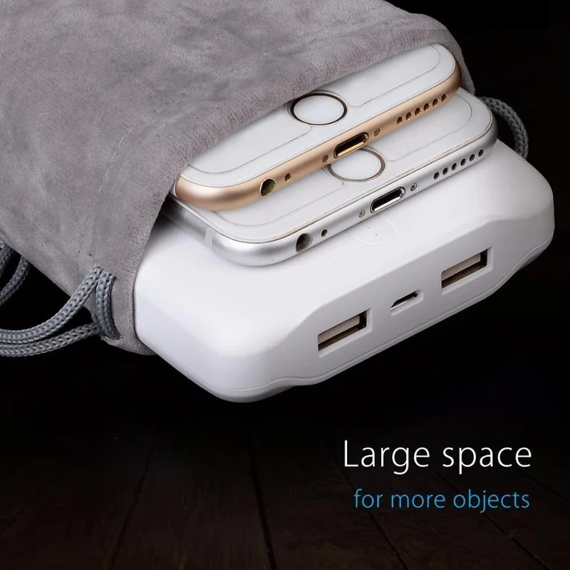 ORICO Telefonaufbewahrung, Samtbeutel, Aufbewahrung für Kopfhörer/USB-Ladegerät/USB-Kabel/Powerbank/Telefon und mehr, Farbe: Grau