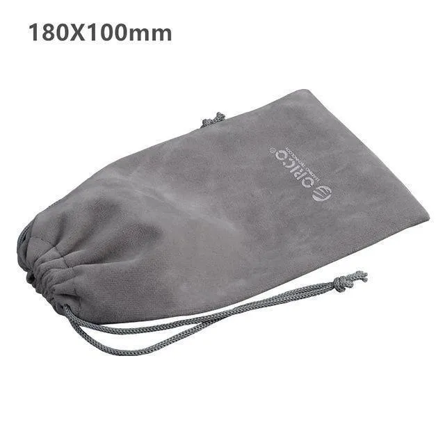 ORICO Telefonaufbewahrung, Samtbeutel, Aufbewahrung für Kopfhörer/USB-Ladegerät/USB-Kabel/Powerbank/Telefon und mehr, Farbe: Grau