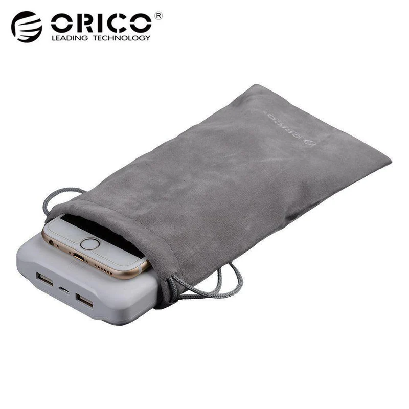 ORICO Phone Storage Velvet Bag Speicher für USB-Ladegerät / USB-Kabel / Energienbank / Telefon und mehr graue Farbe