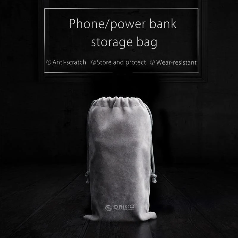 ORICO Phone Storage Velvet Bag Speicher für USB-Ladegerät / USB-Kabel / Energienbank / Telefon und mehr graue Farbe