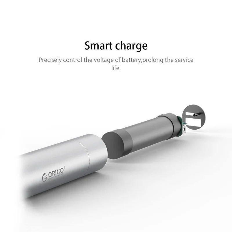 ORICO 2600 mAh Externer Akku 5 V 1.5 A Aluminium Power Bank mit SOS-Taschenlampe Tragbar Silber/Gold/Pink