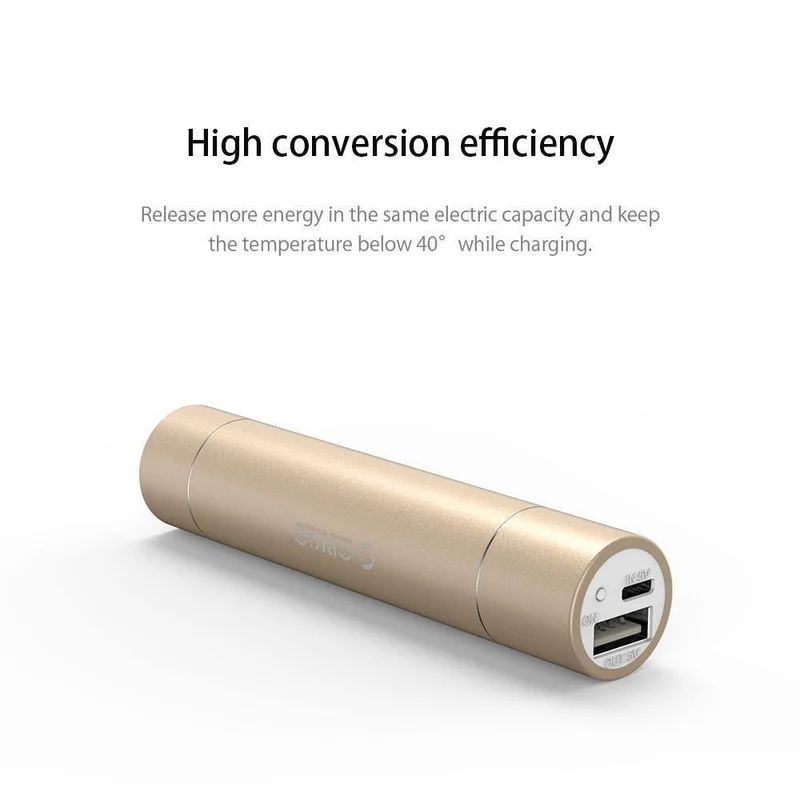 ORICO 2600 mAh Externer Akku 5 V 1.5 A Aluminium Power Bank mit SOS-Taschenlampe Tragbar Silber/Gold/Pink