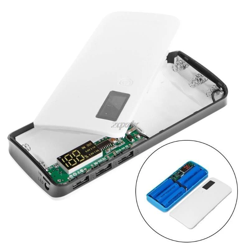 3 USB-Anschlüsse 5x 18650 DIY tragbarer Batteriehalter LCD-Display Energienbank-Kasten Kasten Z07 Drop Ship