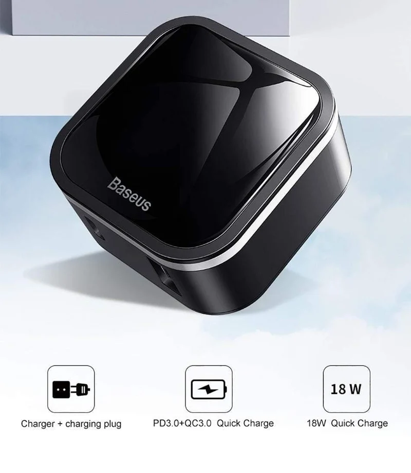 Baseus 18W Reise EU USB Ladegerät Unterstützt Quick Charge 3.0 für Samsung Telefon Ladegerät PD 3.0 Ladegerät für iPhone Chargeur USB
