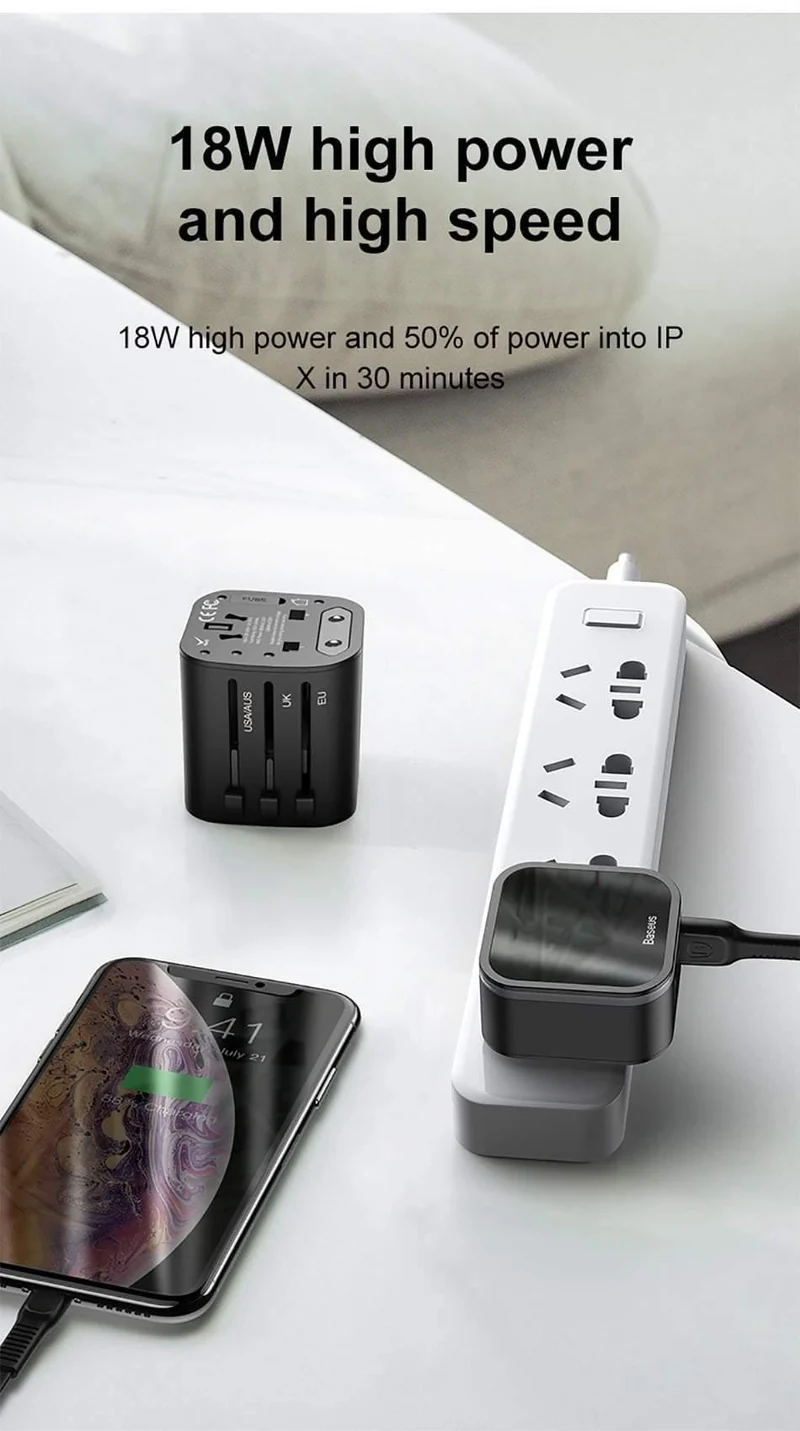 Baseus 18W Reise EU USB Ladegerät Unterstützt Quick Charge 3.0 für Samsung Telefon Ladegerät PD 3.0 Ladegerät für iPhone Chargeur USB