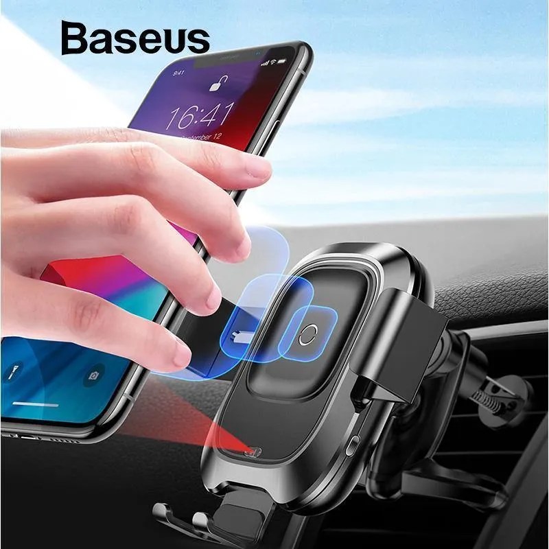 Baseus Qi Auto-Drahtlosladegerät für iPhone X XS Max Samsung Intelligenter Infrarotsensor Schnelles kabelloses Laden Autotelefonladegerät
