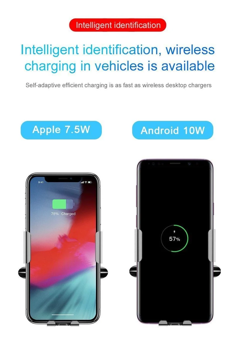 Baseus Qi Auto-Drahtlosladegerät für iPhone X XS Max Samsung Intelligenter Infrarotsensor Schnelles kabelloses Laden Autotelefonladegerät