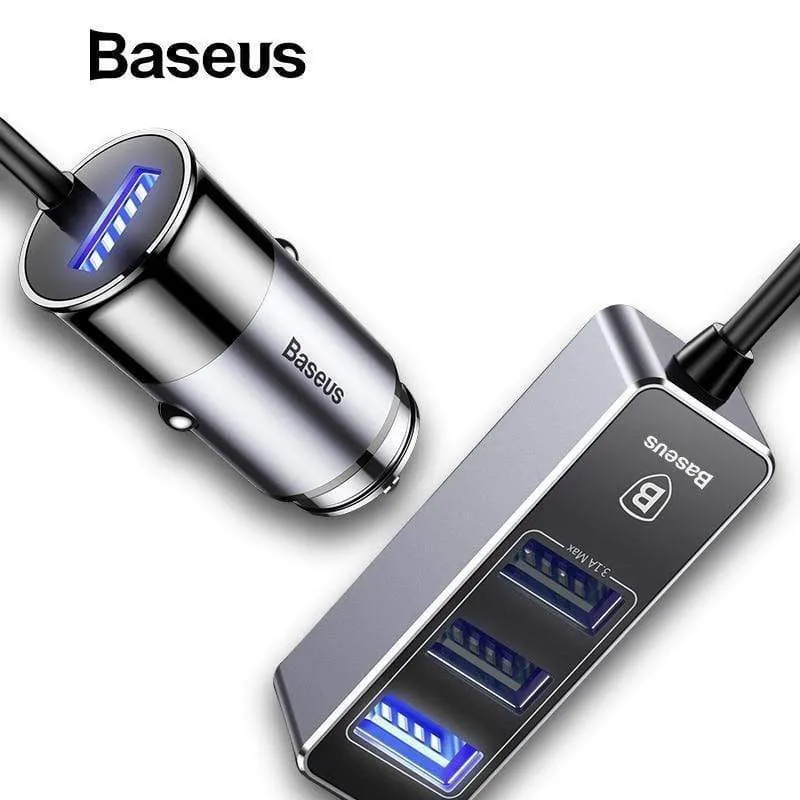 Baseus 4 USB-Schnellladegerät fürs Auto für iPhone, iPad, Samsung Tablet, Handy-Ladegerät, 5 V, 5.5 A, Auto-USB-Ladegerät, Auto-Ladegerät