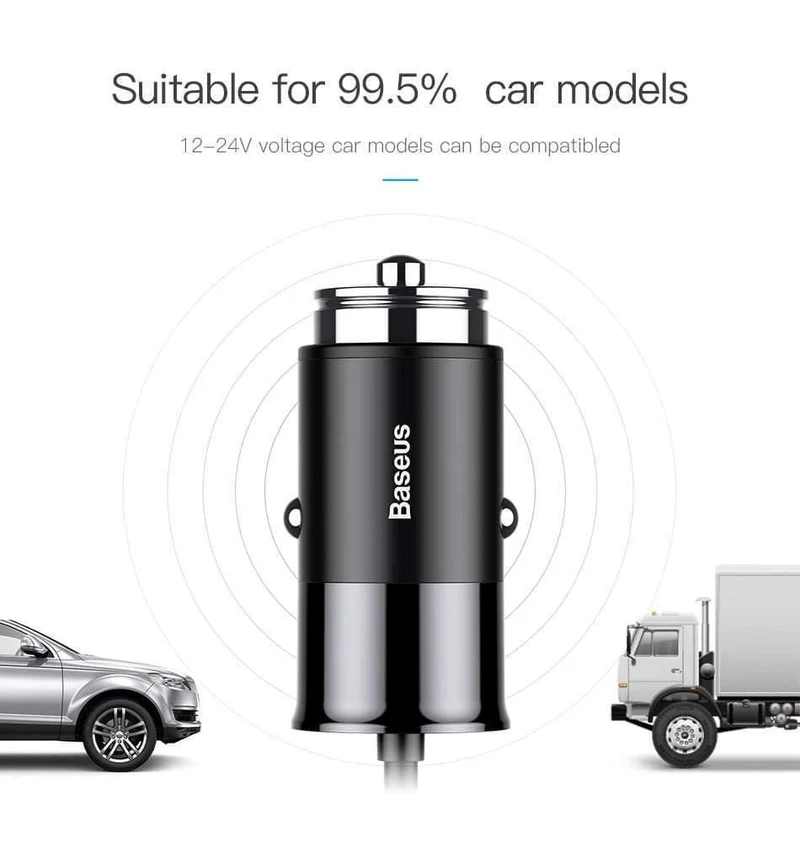 Baseus 4 USB-Schnellladegerät fürs Auto für iPhone, iPad, Samsung Tablet, Handy-Ladegerät, 5 V, 5.5 A, Auto-USB-Ladegerät, Auto-Ladegerät