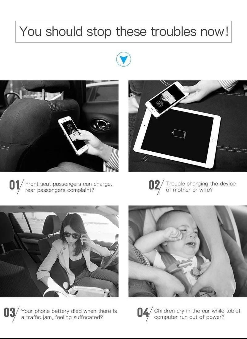 Baseus 4 USB-Schnellladegerät fürs Auto für iPhone, iPad, Samsung Tablet, Handy-Ladegerät, 5 V, 5.5 A, Auto-USB-Ladegerät, Auto-Ladegerät