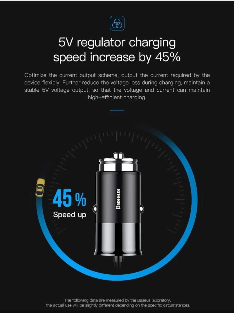 Baseus 4 USB-Schnellladegerät fürs Auto für iPhone, iPad, Samsung Tablet, Handy-Ladegerät, 5 V, 5.5 A, Auto-USB-Ladegerät, Auto-Ladegerät