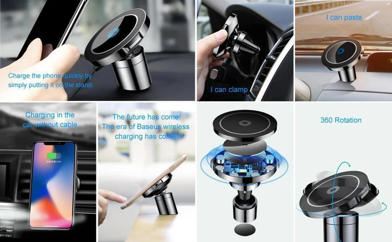 Baseus Qi Auto Drahtlose Ladegerät Magnetische Telefon Halter Für iPhone XS Samsung Drahtlose Aufladen Auto Halterung Handy Halter Stehen