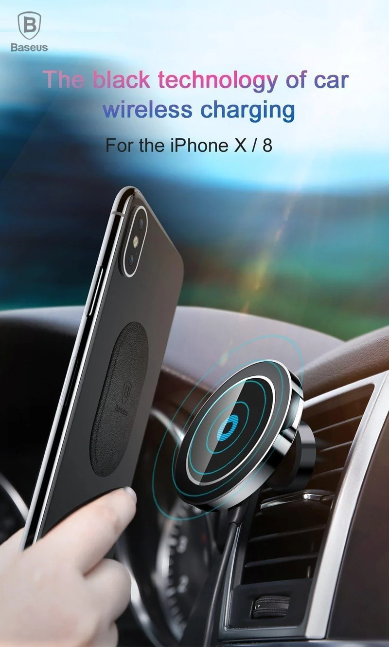 Baseus Qi Auto Drahtlose Ladegerät Magnetische Telefon Halter Für iPhone XS Samsung Drahtlose Aufladen Auto Halterung Handy Halter Stehen
