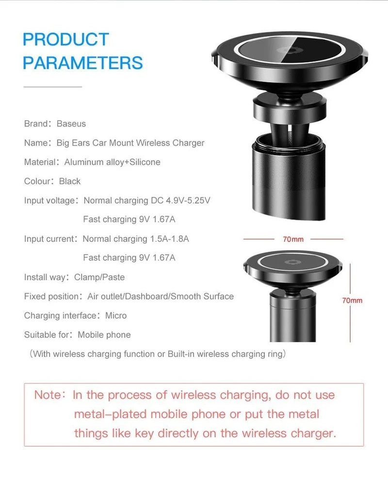 Baseus Qi Auto Drahtlose Ladegerät Magnetische Telefon Halter Für iPhone XS Samsung Drahtlose Aufladen Auto Halterung Handy Halter Stehen
